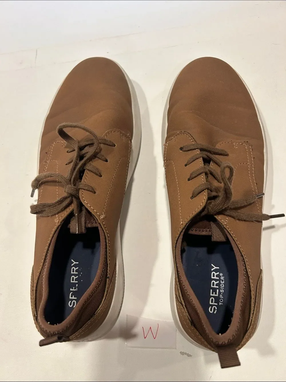 Sperry Brown Oxfords with White Soles